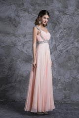 Best Selling Prom Dresses, A Line V Neck Floor Length Chiffon Zipper Back