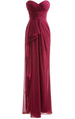 Classical Burgundy Sweetheart Empire Pleated Floor Length Chiffon Bridesmaid Dresses