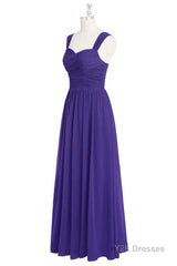 Purple Sweetheart Banded Waist Long Bridesmaid Dress