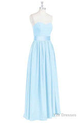 Light Blue Sweetheart A-Line Bridesmaid Dress with Slit