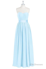 Light Blue Sweetheart A-Line Bridesmaid Dress with Slit