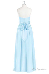 Light Blue Sweetheart A-Line Bridesmaid Dress with Slit