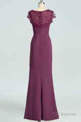 Elegant Plum Mermaid Long Bridesmaid Dress