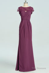 Elegant Plum Mermaid Long Bridesmaid Dress