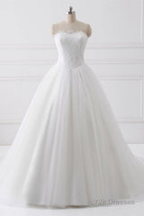 Ball Gown Strapless Sleeveless Lace Up Wedding Dresses