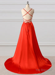 A-Line Prom Dresses Side Split Evening Dresses