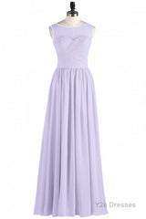 Lavender Chiffon Sweetheart Cutout Back A-Line Long Bridesmaid Dress