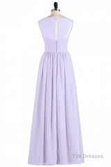 Lavender Chiffon Sweetheart Cutout Back A-Line Long Bridesmaid Dress