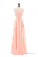 Pearl Pink Backless A-Line Long Bridesmaid Dress