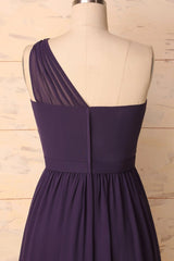 Elegant One Shoulder Plum Bridesmaid Dress