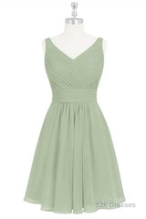 Sage Green Chiffon A-Line Short Bridesmaid Dress