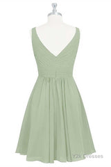 Sage Green Chiffon A-Line Short Bridesmaid Dress