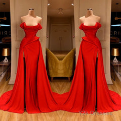 Sexy Red Off-the-Shoulder Long Prom Dress With Split Online