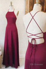 A-line Spaghetti Straps Long Backless Floor Length Bridesmaid Dresses Party Dresses