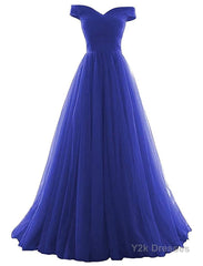 Beautiful Lavender Tulle Off Shoulder Long Formal Dress, Beautiful Party Gowns