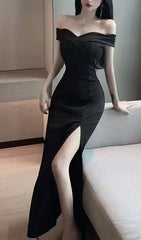 Fantasy Prom Dress Ideas, Off Shoulder Black Prom Dresses For Teens