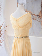 A-Line Chiffon Long Prom Dresses, Sweetheart Neck Chiffon Formal Dress