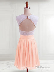 A-Line/Princess Jewel Short/Mini Chiffon Homecoming Dresses