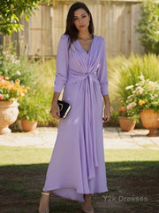 A-Line/Princess V-neck Ankle-Length Jersey Mother of the Bride Dresses With Ruffles