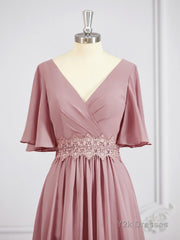 A-Line/Princess V-neck Chiffon Floor-Length Mother of the Bride Dresses