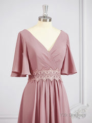 A-Line/Princess V-neck Chiffon Floor-Length Mother of the Bride Dresses