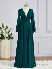 A-Line/Princess V-neck Sweep Train Chiffon Bridesmaid Dresses