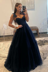 A-line Sweetheart Dot Tulle Prom Dress