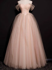 Attractive Pink Tulle Pleats Beading Prom Dress