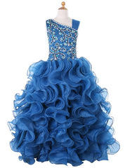 Ball Gown Organza Ruffles Girls Pageant Dresses For Weddings