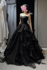 Black Sweetheart Tulle Ball Gown Formal Dress Black Long Prom Dress prom dresses shops