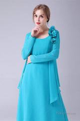 Blue Chiffon Mother Of The Bride Dresses With Jacket