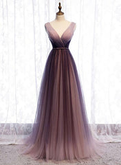 Spring Long V Neck A Line Dress, Halter Beaded Evening Dress, Prom Dresses