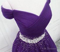 Charming Sequins Off Shoulder Dark Purple Long Prom Dress, Off the Shoulder Dark Purple Formal Evening Dress