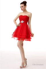 Crystals Red Short Homecoming Dresses