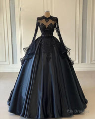 Custom Black African Wedding Gown, Satin Black Wedding Dress, African evening prom Dress