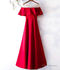 Custom Made Round Neck Red Long Prom Dresses, Red Prom Gown, Formal Dresses