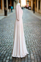 Deep V-neck 1/2 Sleeves Chiffon Max Dresses Side-Slit Floor-Length Bridesmaid Dress