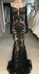 Black Prom Dresses, Feather Prom Dresses, Lace Evening Dresses, Fashion Party Dresses, Mermaid Evening Dresses, Beaded Prom Dresses, Pearls Prom Dresses, Mermaid Evening Gowns