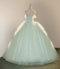 Elegant 3D Flowery Lace Sage Green Tulle Fairy Ball Gown