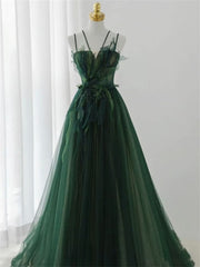 Forest Style Emerald Green Beading Tulle Dress, Prom Dress Fairy,Evening Gown Graduation Party Dress