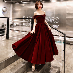 Burgundy velvet tea length prom dress party dress