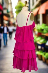 Fuchsia Homecoming Dresses Sweetheart A-line Spaghetti Straps Mini Cocktail Party Dresses for Teens