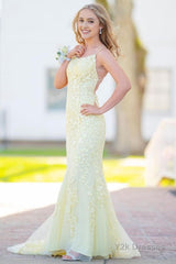 Lace Mermaid Backless Prom Dress