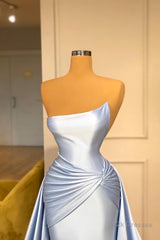 Light Blue A-line Sleeveless Graduation Dresses Long Fabulous Prom Dresses