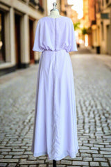 Lilac Plus Size Long Chiffon Bridesmaid Dresses with Sash Bow