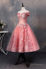 A-line Off-Shoulder Short Prom Dresses Appliques Sweet 16 Gown