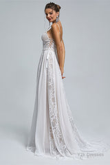 Spaghetti Straps Beach Wedding Dresses With Adjustable Drawstring