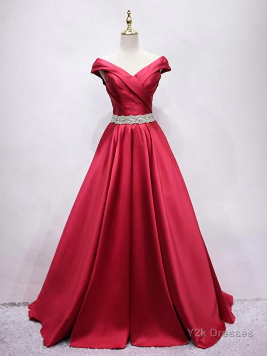 Off the Shoulder Burgundy Long Prom Dresses, Off Shoulder Wine Red Formal Evening Dresses