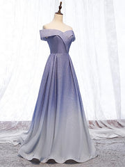 Off the Shoulder Purple Ombre Long Prom Dresses, Off the Shoulder Purple Formal Evening Dress with Corset Back