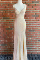 Stunning Straps Sequined Mermaid Long Prom Dress